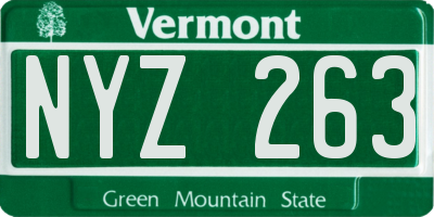 VT license plate NYZ263