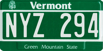 VT license plate NYZ294