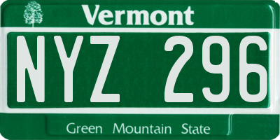 VT license plate NYZ296