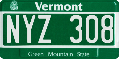 VT license plate NYZ308