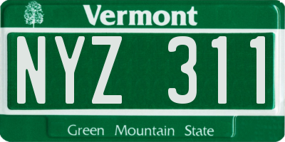 VT license plate NYZ311