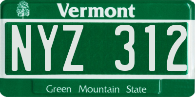 VT license plate NYZ312
