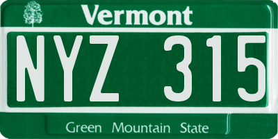 VT license plate NYZ315