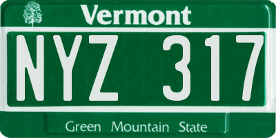 VT license plate NYZ317