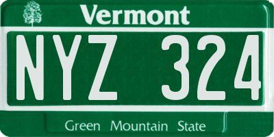 VT license plate NYZ324