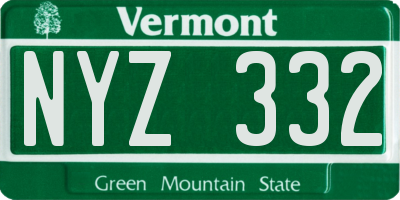VT license plate NYZ332