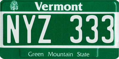 VT license plate NYZ333