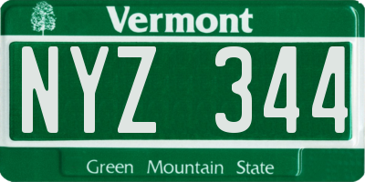 VT license plate NYZ344
