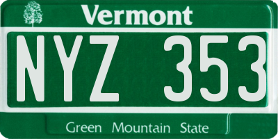 VT license plate NYZ353