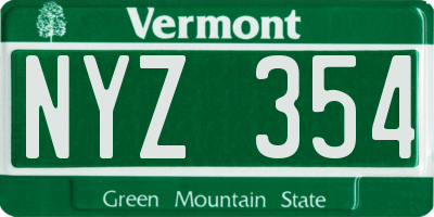 VT license plate NYZ354
