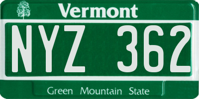 VT license plate NYZ362