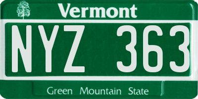 VT license plate NYZ363
