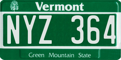 VT license plate NYZ364