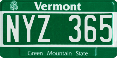VT license plate NYZ365