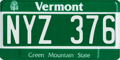 VT license plate NYZ376