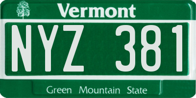 VT license plate NYZ381