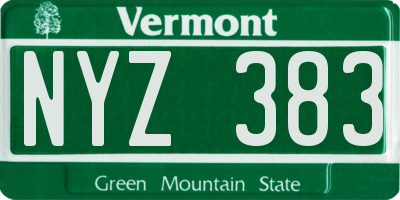 VT license plate NYZ383