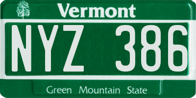 VT license plate NYZ386