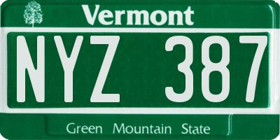VT license plate NYZ387