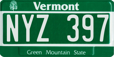 VT license plate NYZ397