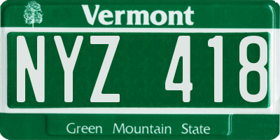 VT license plate NYZ418
