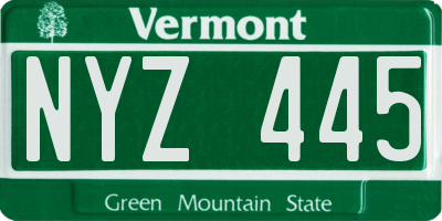 VT license plate NYZ445