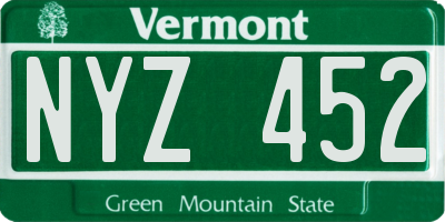 VT license plate NYZ452