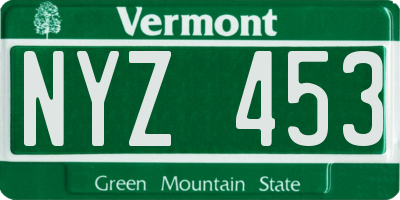 VT license plate NYZ453