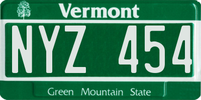 VT license plate NYZ454
