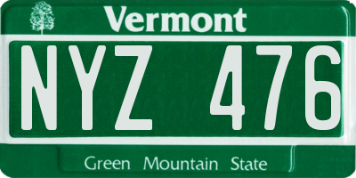 VT license plate NYZ476