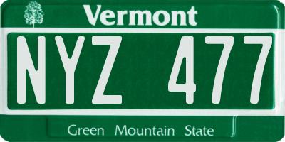VT license plate NYZ477