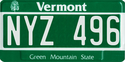 VT license plate NYZ496