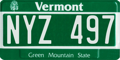 VT license plate NYZ497
