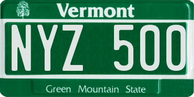 VT license plate NYZ500