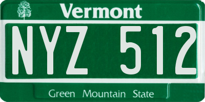 VT license plate NYZ512