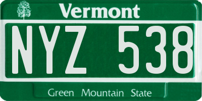VT license plate NYZ538