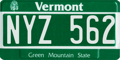 VT license plate NYZ562