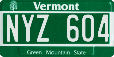 VT license plate NYZ604