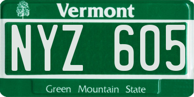 VT license plate NYZ605