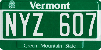 VT license plate NYZ607