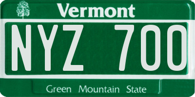 VT license plate NYZ700