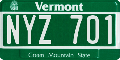 VT license plate NYZ701