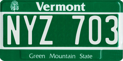 VT license plate NYZ703