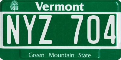 VT license plate NYZ704