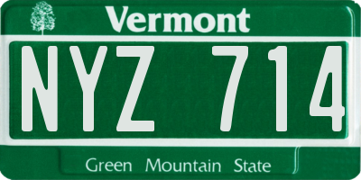 VT license plate NYZ714
