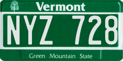 VT license plate NYZ728