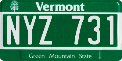 VT license plate NYZ731