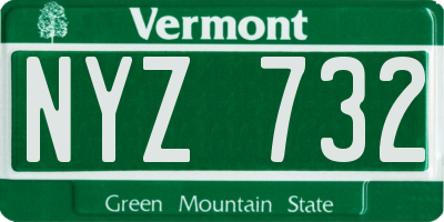 VT license plate NYZ732