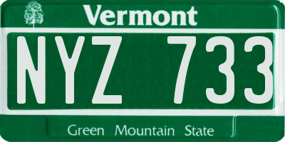 VT license plate NYZ733