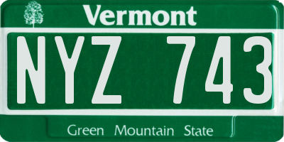 VT license plate NYZ743